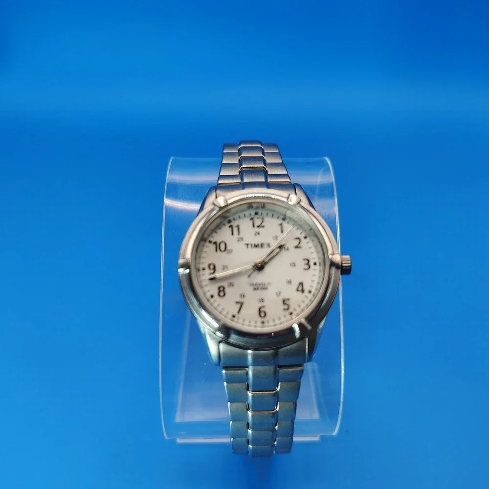 Vintage 2005 Timex Indiglo 27mm Women's Quartz Watch Stretch Bracelet‎ Size 5-9